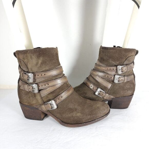 Miz Mooz Women's Darien EU39 US8-8,5 Brown Suede Leather Harness Ankle Boots - Picture 8 of 14